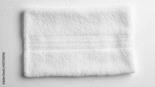 Soft white towel flat lay background for spa or bathroom setting showcasing freshness and cleanliness.