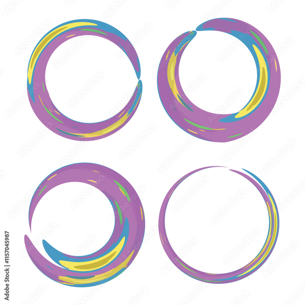 Set circular frames with irregular edges make a sense of movement and dynamism in color of rich purples, bright yellows, and blues. For digital art projects of incorporate modern, energetic projects. Set circular frames with irregular edges make a sense of movement and dynamism in color of rich purples, bright yellows, and blues. For digital art projects of incorporate modern, energetic projects.
