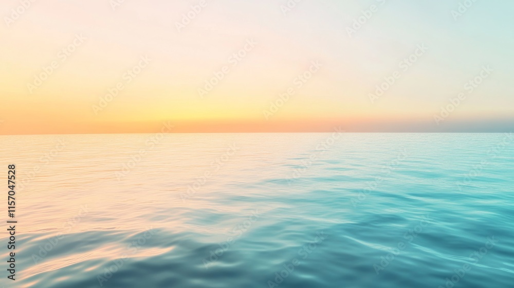 Obraz premium Serene ocean view at sunrise with calm waves.