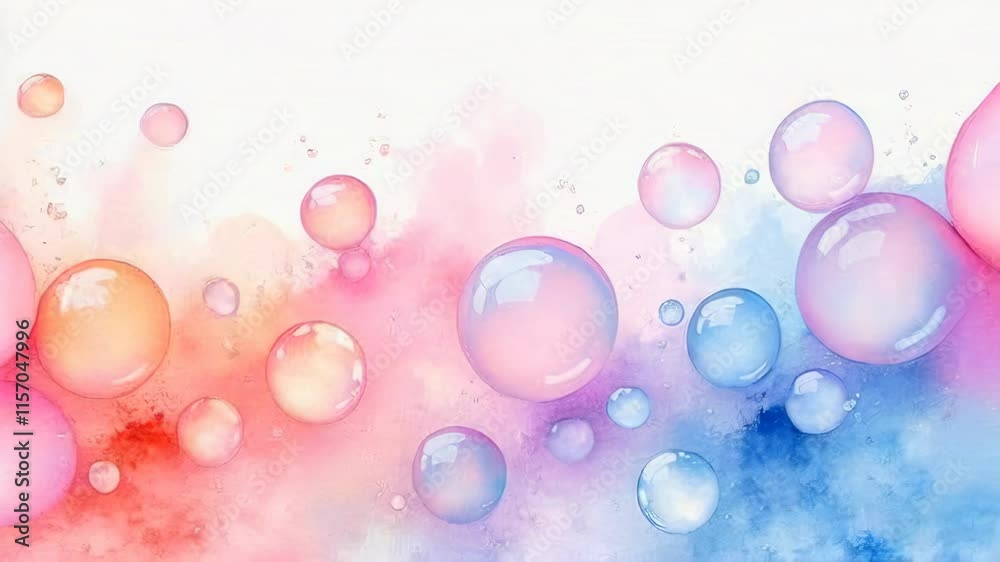 Animation Background of air colored soap bubbles Animation Background of air colored soap bubbles