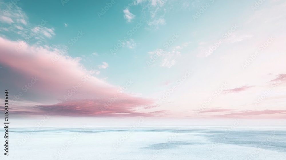 Obraz premium Serene pastel sky over tranquil water surface.