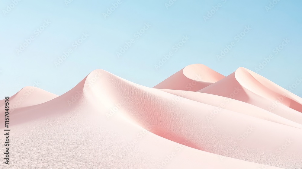Serene pink sand dunes under clear blue sky. Serene pink sand dunes under clear blue sky.