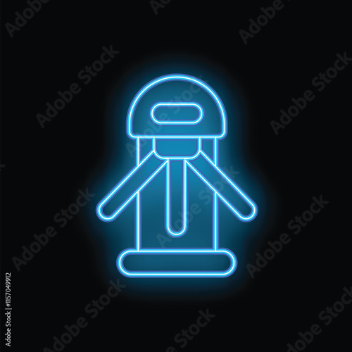 Glowing neon line turnstile icon isolated on black background. Vector illustration