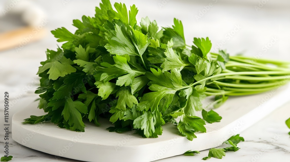 Chopping fresh parsley for cooking kitchen food photography bright environment close-up view culinary concept Chopping fresh parsley for cooking kitchen food photography bright environment close-up view culinary concept