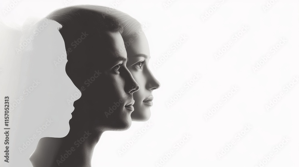 Silhouettes representing diverse human thoughts Silhouettes representing diverse human thoughts