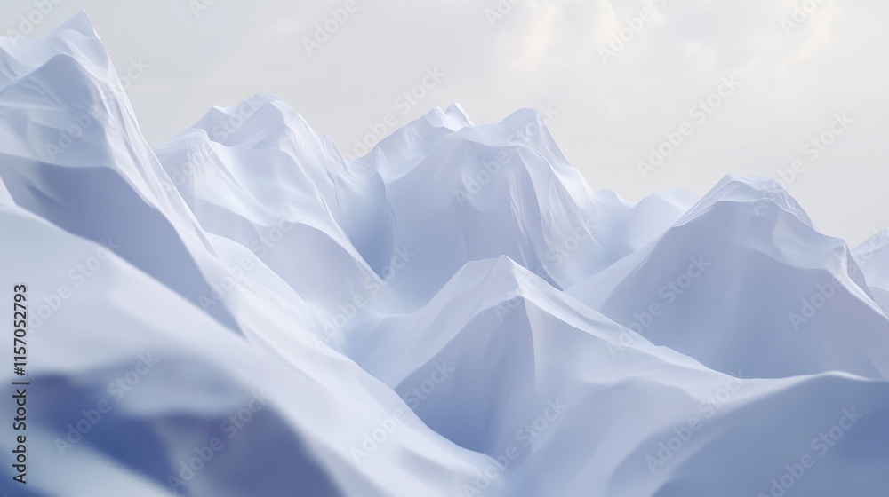 Obraz premium Snowy mountain range under soft, cloudy sky.