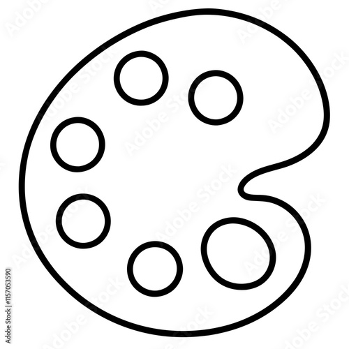 Art Palette Line Art Vector Illustration