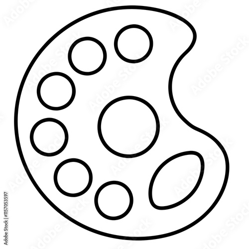 Art Palette Line Art Vector Illustration