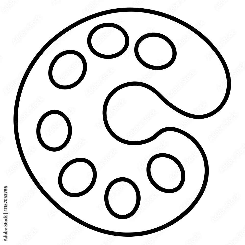 Art Palette Line Art Vector Illustration Art Palette Line Art Vector Illustration