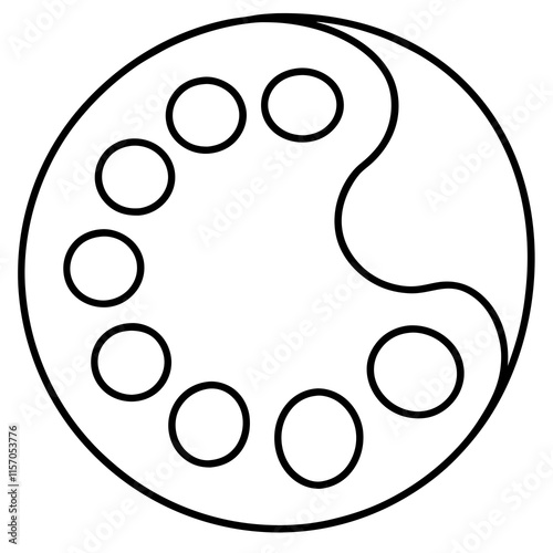 Art Palette Line Art Vector Illustration