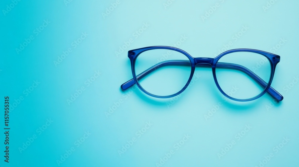 Stylish blue eyeglasses on a vibrant backdrop. Stylish blue eyeglasses on a vibrant backdrop.