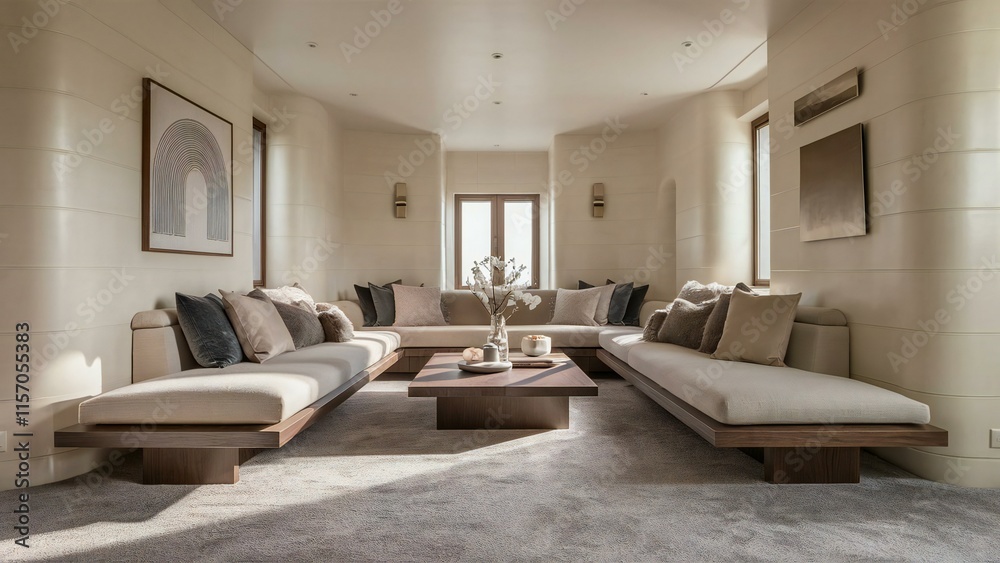 Fototapeta premium modern living room with fireplace