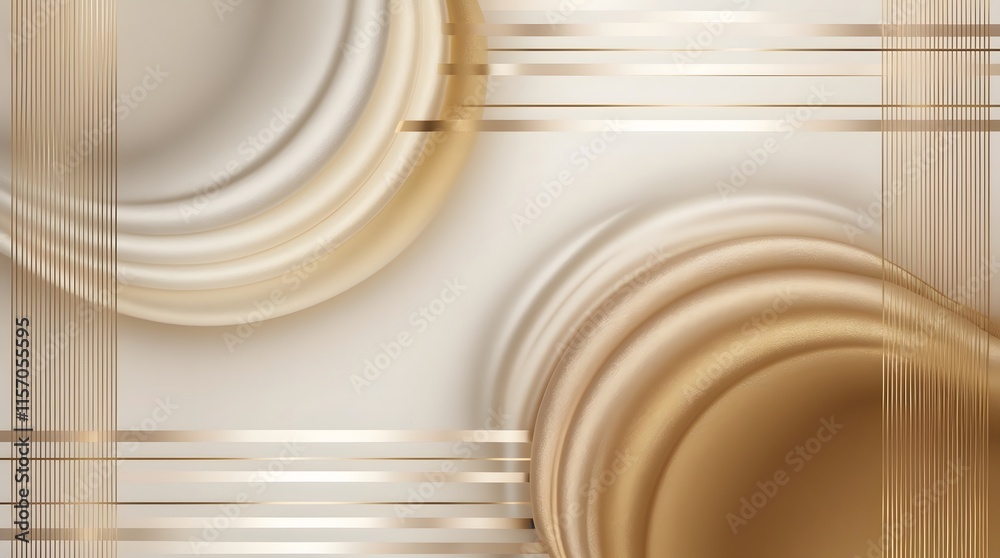 Obraz premium Abstract Gold and White Swirls, Modern Geometric Background, Luxury Metallic Texture