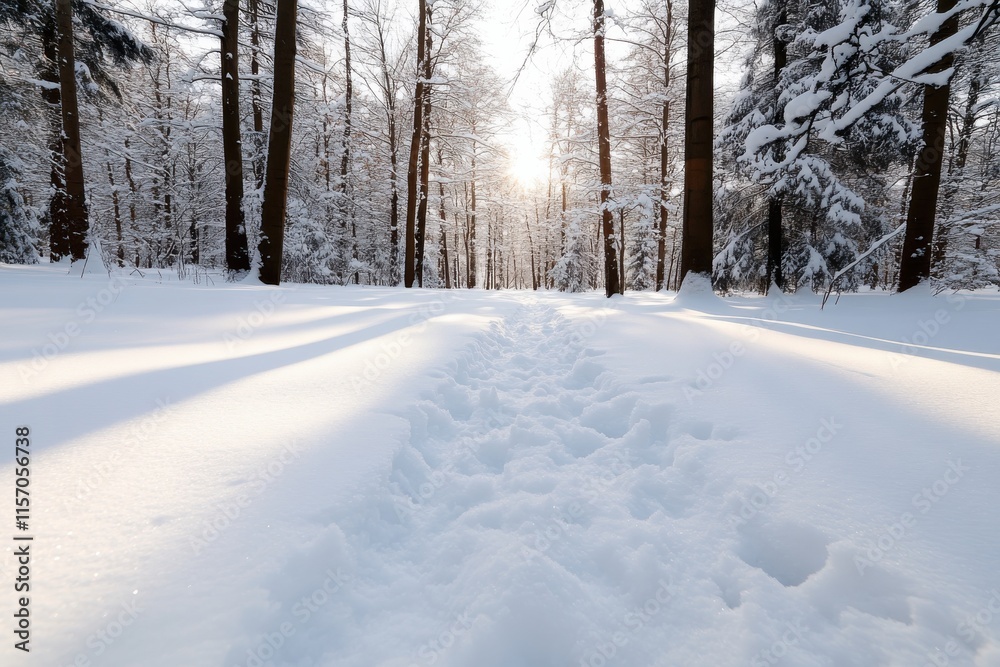 A peaceful winter scene showcasing a snow-covered forest, with sunlight filtering through the trees, creating a tranquil atmosphere perfect for nature lovers. A peaceful winter scene showcasing a snow-covered forest, with sunlight filtering through the trees, creating a tranquil atmosphere perfect for nature lovers.