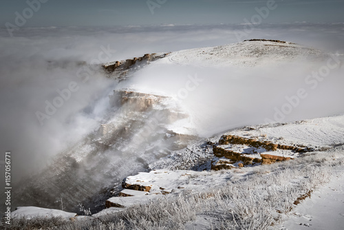 snow covered rocks photo