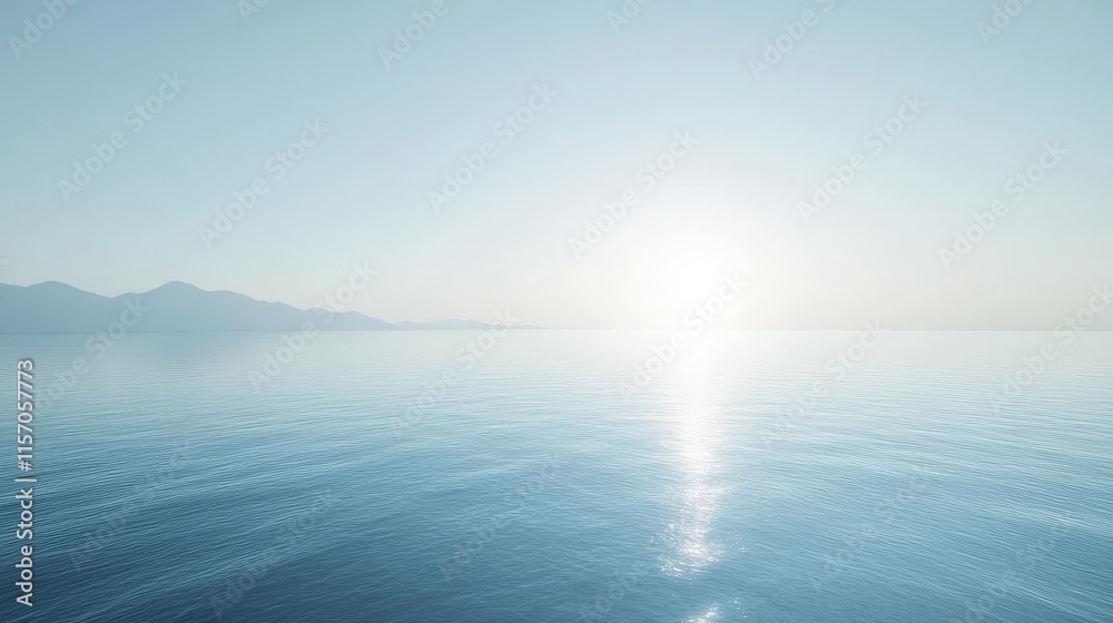 Obraz premium Tranquil ocean view at sunrise with soft colors