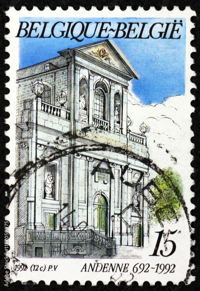 Postage stamp Belgium 1992 building facade, village of Andenne