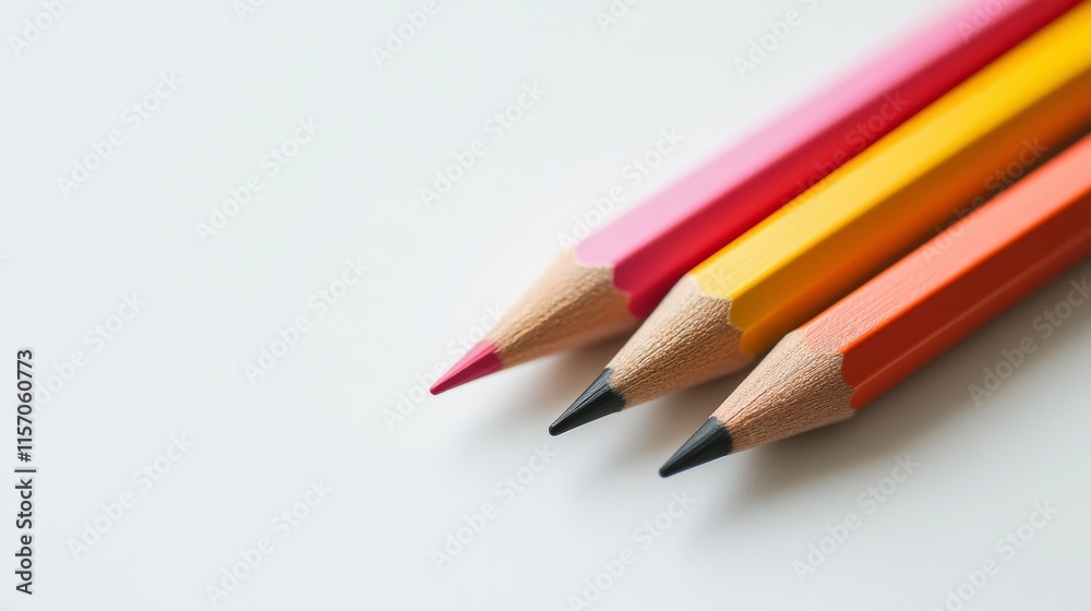 Vibrant colored pencils on a white background. Vibrant colored pencils on a white background.
