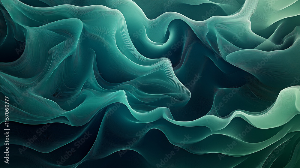 Obraz premium abstract green smoke waves art and A Mystical Flow wallpaper