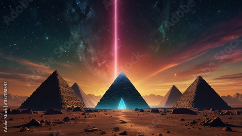 sunset over the pyramids