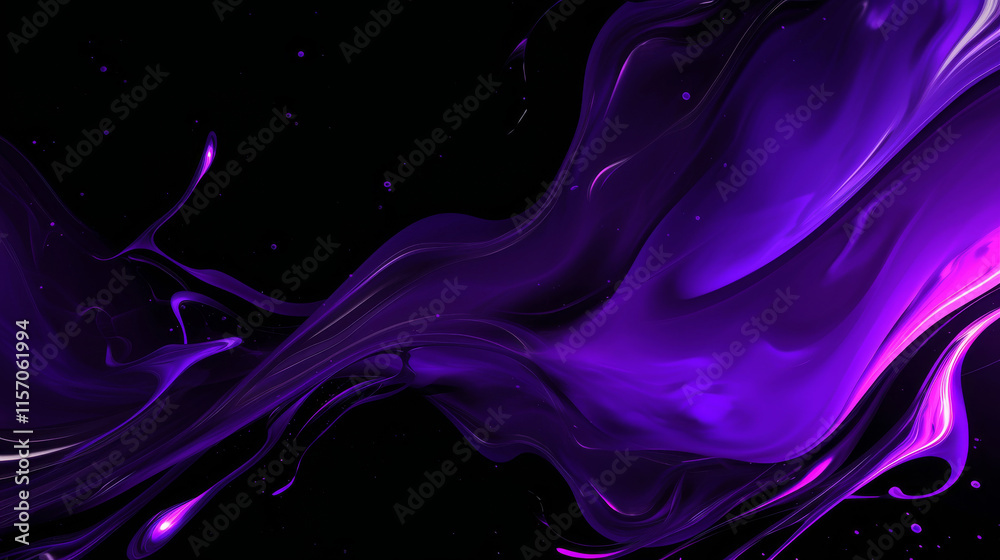 Fototapeta premium Black background, purple abstract liquid flow, high definition wallpaper, high quality, multi-detail, HD, 8K, --no text fonts letters watermark words typography slogans signature --ar 16:9 --niji 6 J