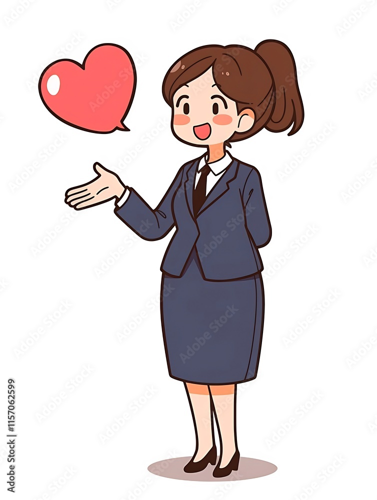 Happy businesswoman presenting with a heart. Happy businesswoman presenting with a heart.
