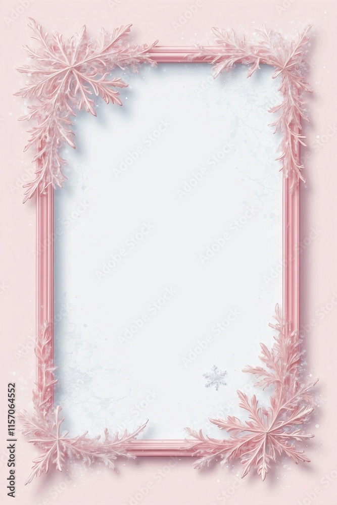 Soft Pink Frame with Tiny Snowflakes, Sheet with Templates and Phantom List Soft Pink Frame with Tiny Snowflakes, Sheet with Templates and Phantom List