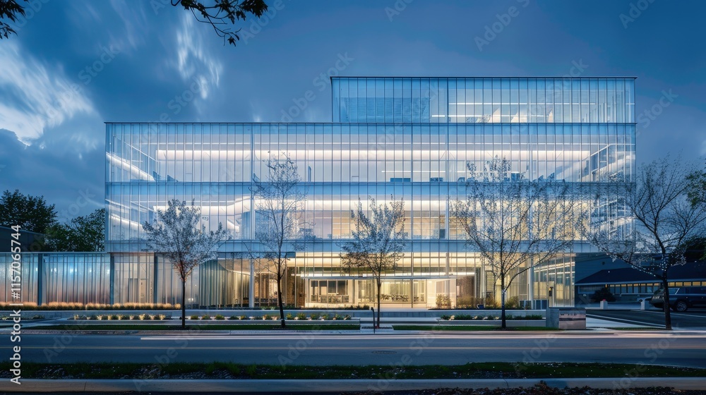 Obraz premium A contemporary courthouse with a transparent facade and open, welcoming spaces