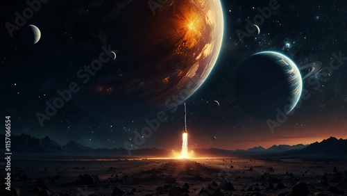 the planet in the space