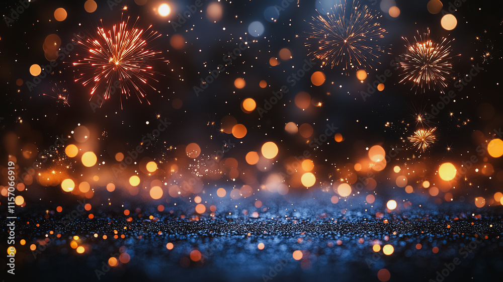 Fototapeta premium A fireworks display is lit up in the night sky