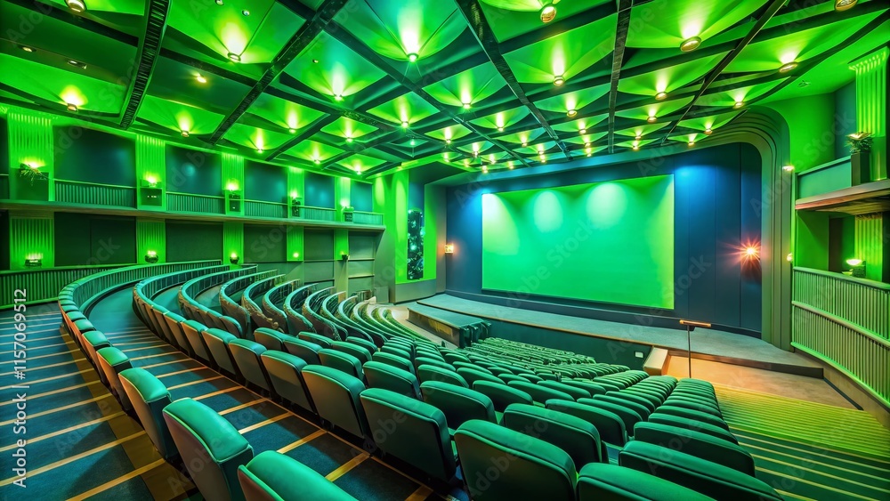 Fototapeta premium Surreal Green Screen Cinema: Dreamlike Theater Projection
