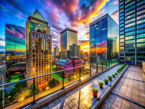 Surreal Montreal Cityscape: Office Tower & Place Ville Marie Terrace