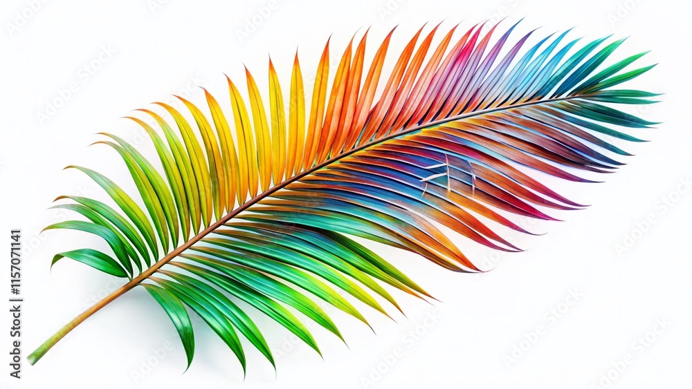 Fototapeta premium Surreal Palm Leaf Isolated: Whimsical Tropical Fantasy Background