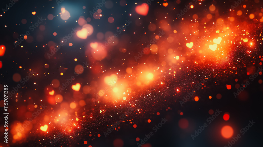 Fototapeta premium A blurry image of red and orange sparks with a heart in the middle