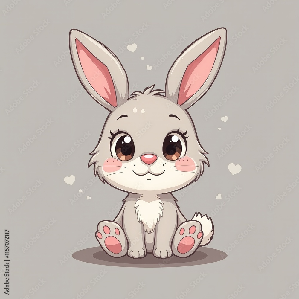 Cute cartoon bunny with big eyes and soft pastel colors. Cute cartoon bunny with big eyes and soft pastel colors.