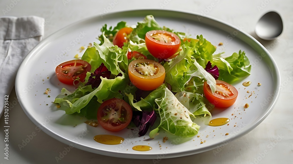 A crisp, fresh green salad with juicy tomatoes A crisp, fresh green salad with juicy tomatoes