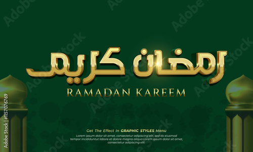 Vector text effect on golden arabic calligraphy writing ramadan kareem with 3d style