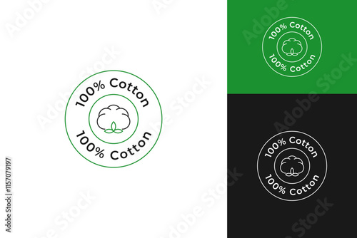 Organic cotton label for packaging vector design template illustration