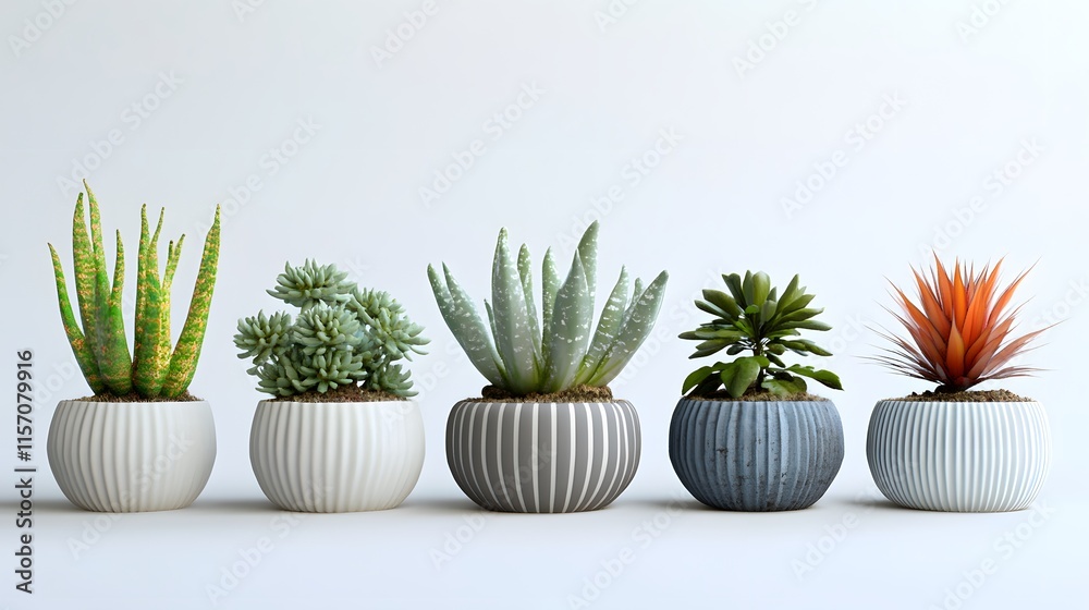 Collection of ornamental plants in ceramic pots Collection of ornamental plants in ceramic pots