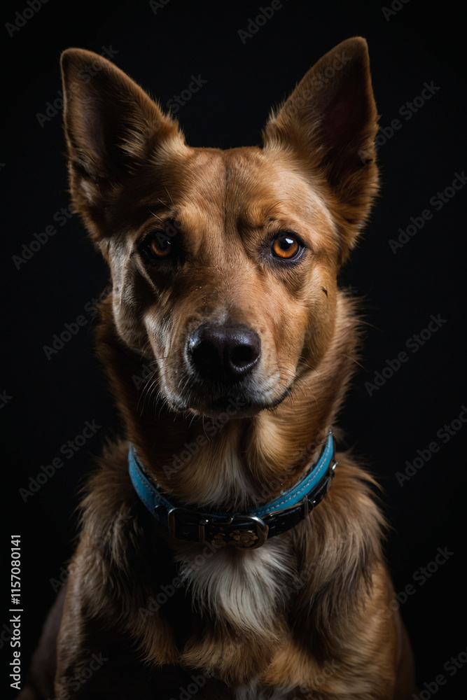 Expressive portrait dog. Animal. Close-up captures character and personality. Ideal for nature lovers, pets and wildlife Expressive portrait dog. Animal. Close-up captures character and personality. Ideal for nature lovers, pets and wildlife