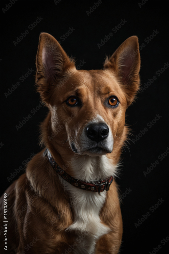 Expressive portrait dog. Animal. Close-up captures character and personality. Ideal for nature lovers, pets and wildlife Expressive portrait dog. Animal. Close-up captures character and personality. Ideal for nature lovers, pets and wildlife