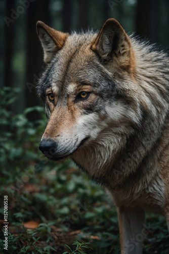 Expressive portrait wolf. Animal. Close-up captures character and personality. Ideal for nature lovers, pets and wildlife