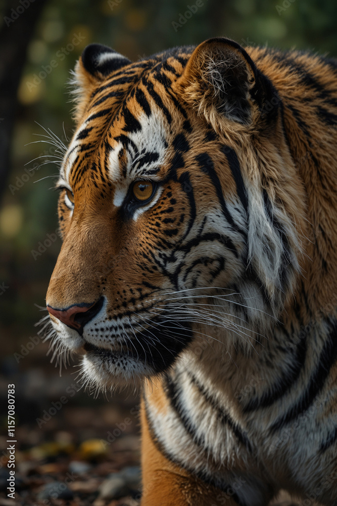Obraz premium Expressive portrait Amur tiger. Animal. Close-up captures character and personality. Ideal for nature lovers, pets and wildlife