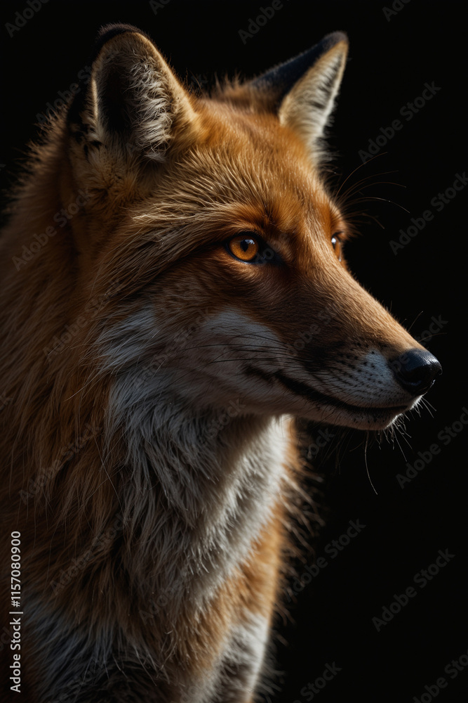 Fototapeta premium Expressive portrait fox. Animal. Close-up captures character and personality. Ideal for nature lovers, pets and wildlife