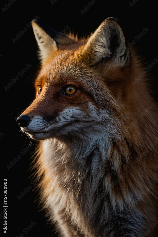 Fototapeta premium Expressive portrait fox. Animal. Close-up captures character and personality. Ideal for nature lovers, pets and wildlife