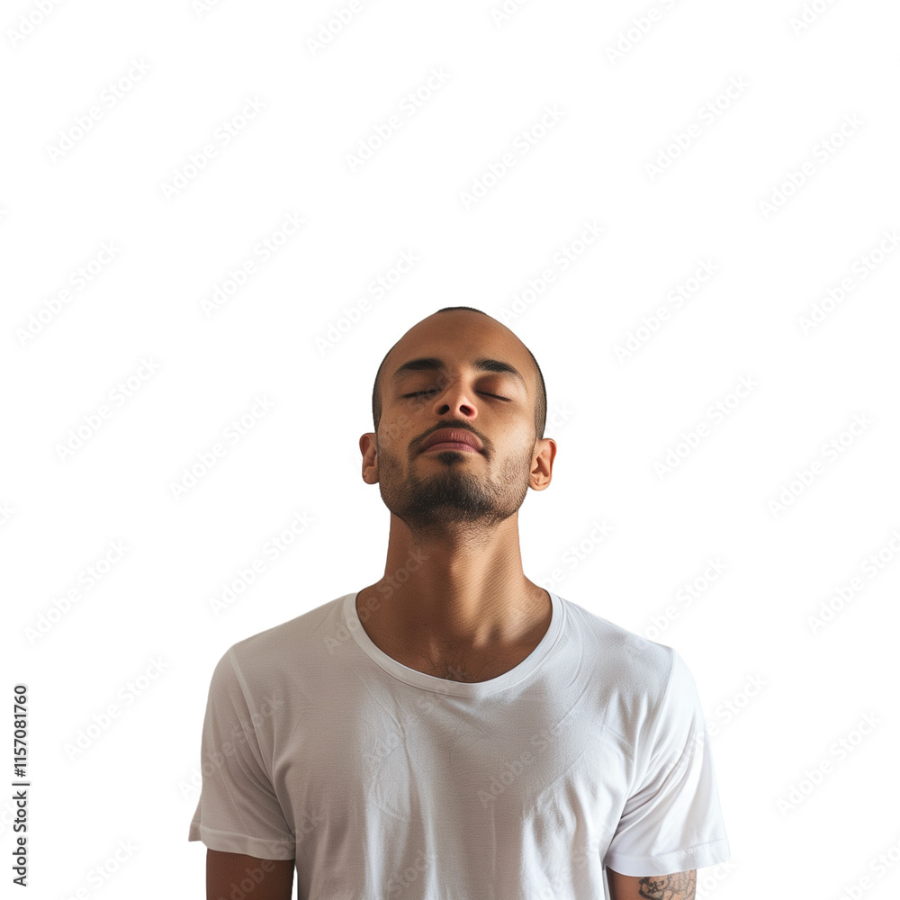 Man in a White T-Shirt on Transparent Background Man in a White T-Shirt on Transparent Background