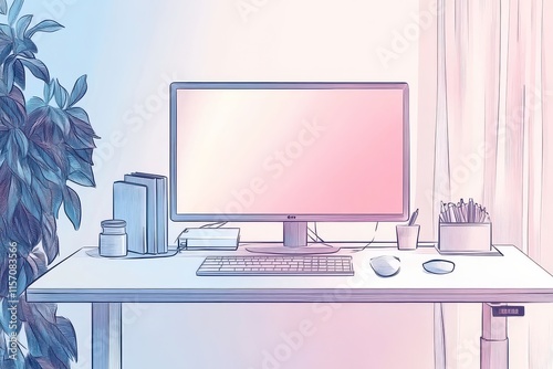 Minimalistic Clean Workspace with Glowing Effects
