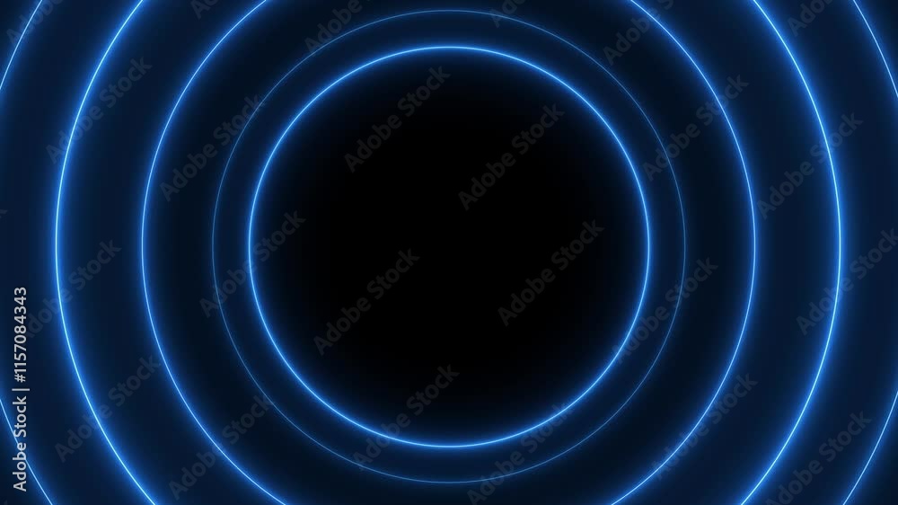 digital technology background ui with blue glowing light wave radial line loop animation video footage
