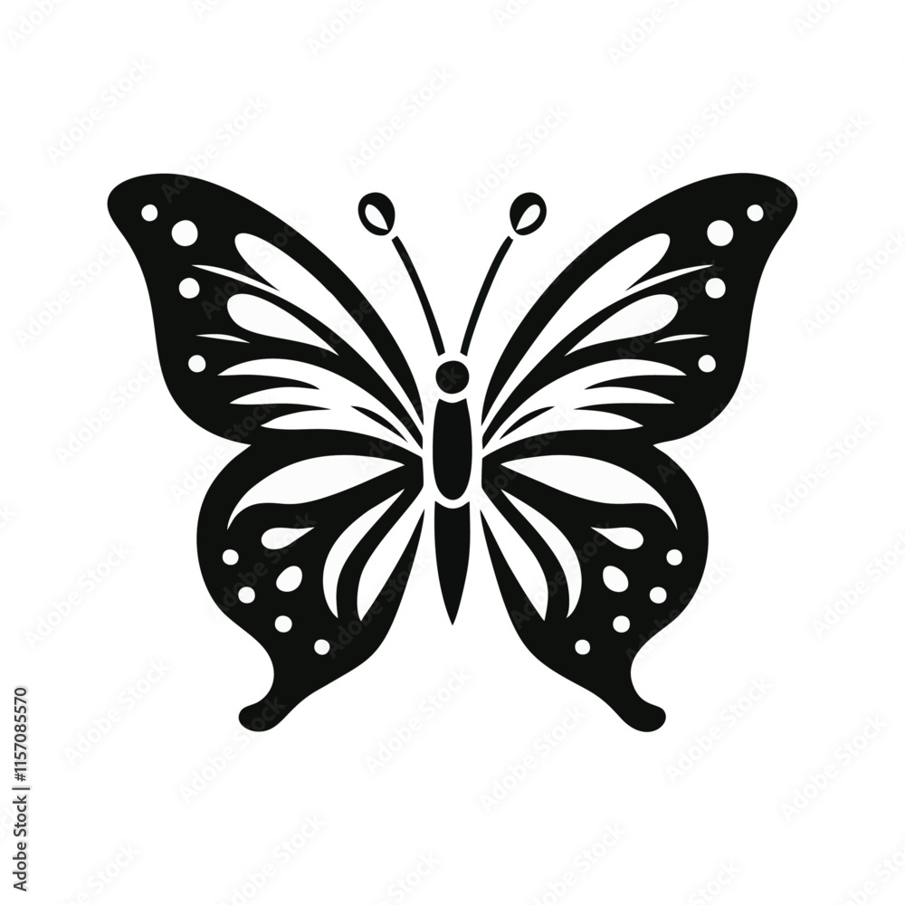 Butterfly silhouette logo icon black white design Butterfly silhouette logo icon black white design