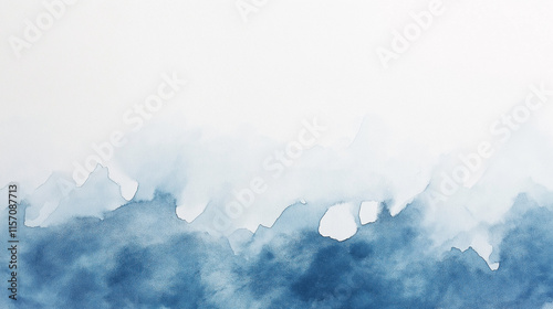 white clouds in the sky, blue sky and clouds, A sheet of white watercolor paper texture as background	